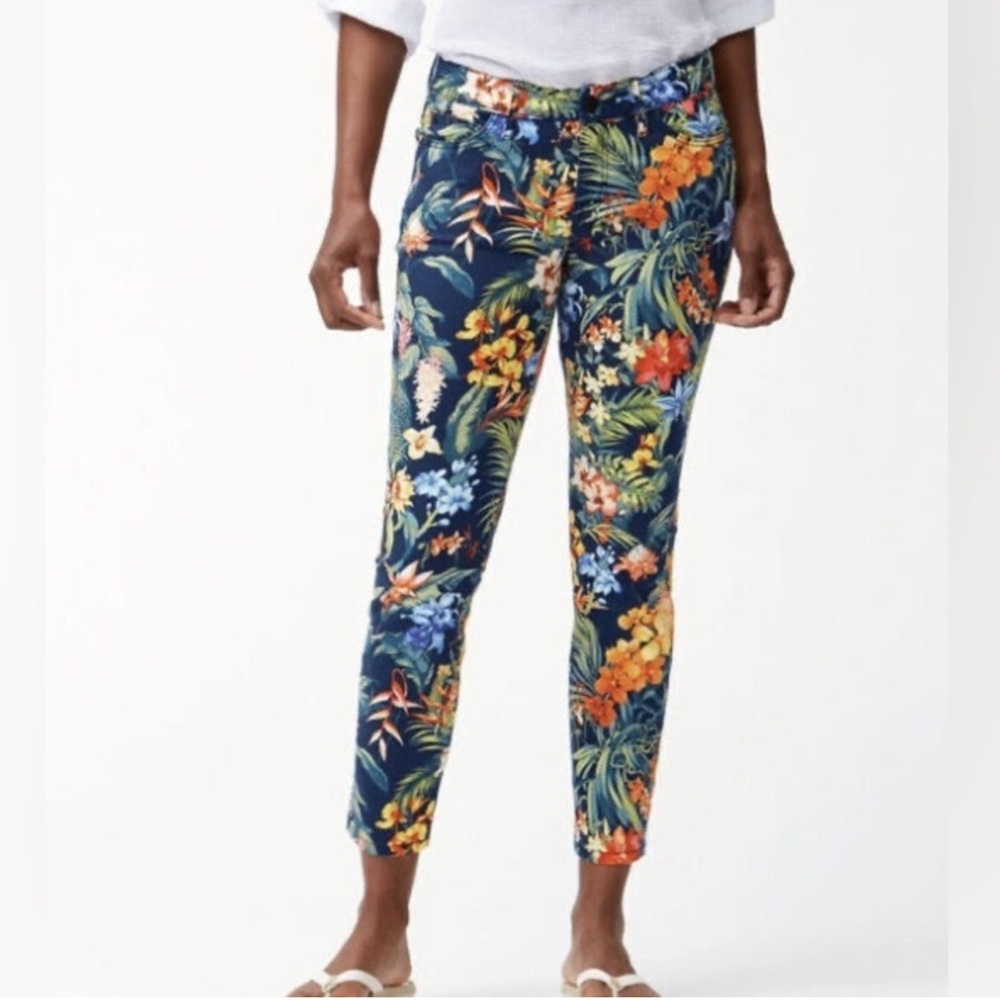TOMMY BAHAMA TROPICAL FLORAL SKINNY ANKLE JEANS SIZE 29X28